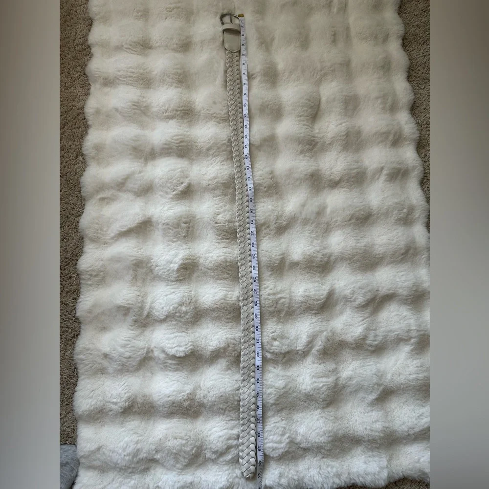 Elegant Off White/Ivory Braided Belt With Silver Buckle - Boho Chic Coastal ~ M.